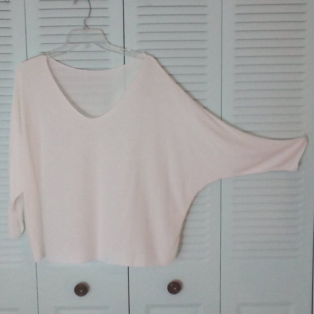 MADE IN ITALY XL SHEER DOLEMAN BATWING SLEEVES V-NECK SLOUCHY OVERSIZED SWEATER